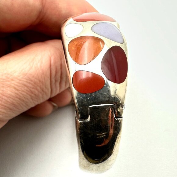 Whitney Kelly Sterling Silver Multi Gemstone Cuff Bracelet 54 Grams 6.5 Inch - Picture 5 of 5